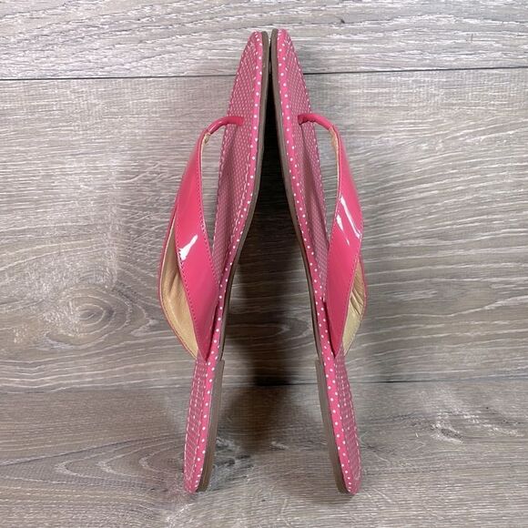 LL Bean Pink Patent Leather Polka Dot Women’s Size 8M Thong Flip Flop Sandals - Picture 10 of 12